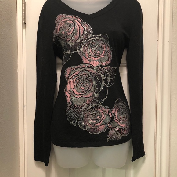 Vanity Tops - Vanity Black Burnout Long sleeve T-shirt